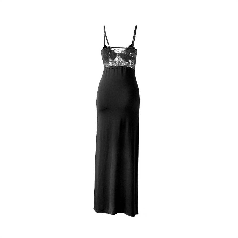Summer Sexy Lace Panelled Backless Slim Dress