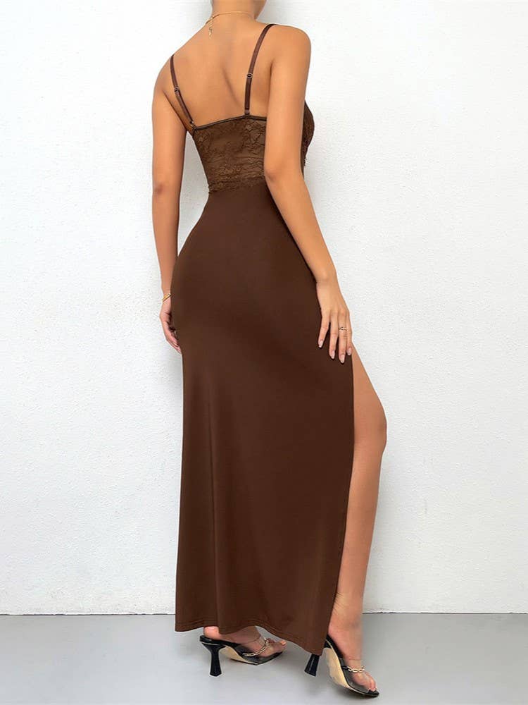 Summer Sexy Lace Panelled Backless Slim Dress