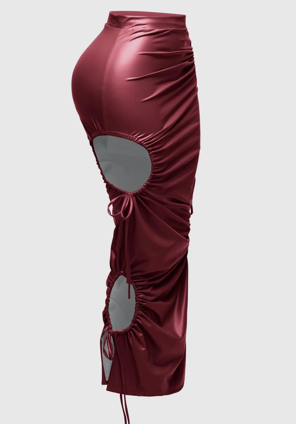 Red Brown Cut Out Detail Maxi Skirt